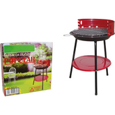 Portable Charcoal Barbecue Grill – Red/Black Enamel Steel (40 x 40 x 8 cm)